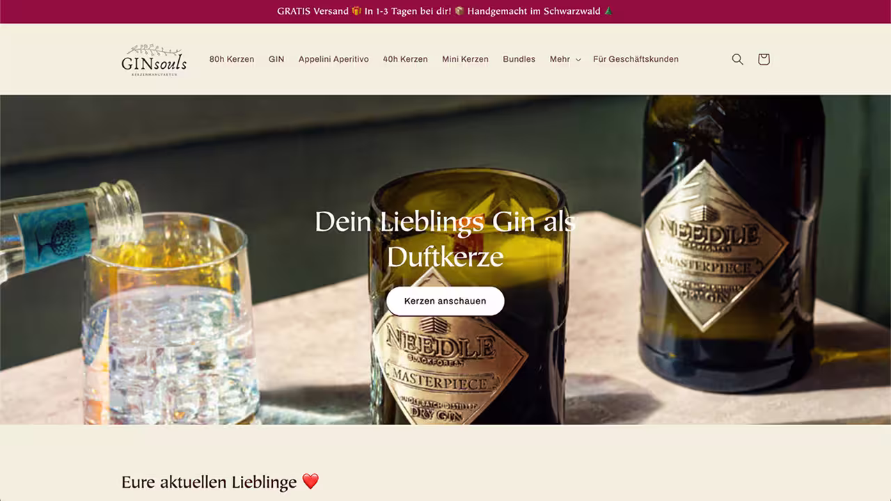 Ginsouls — Shopify Projekt