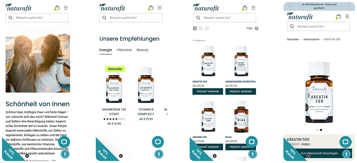 Naturafit Mobile Shop Ansicht